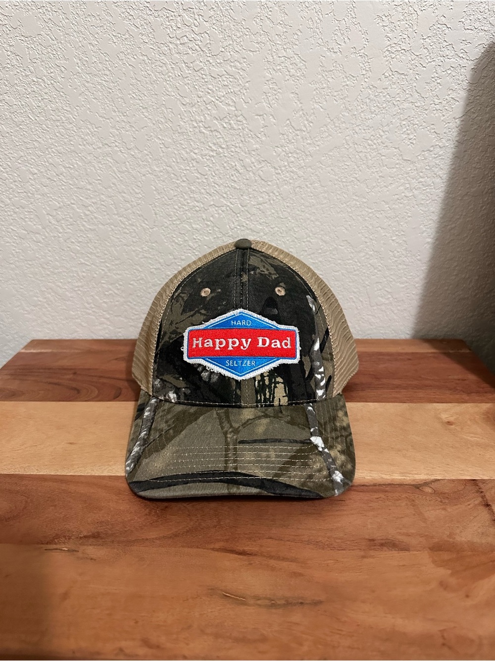 Happy Dad Hard Seltzer Camo Trucker Hunting SnapBack Hat NWT